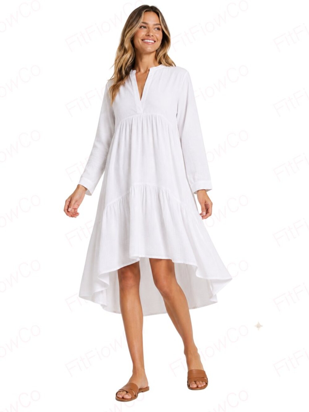 ZARA White Cotton Poplin High Low Tiered Dress XS Oversized Pockets
